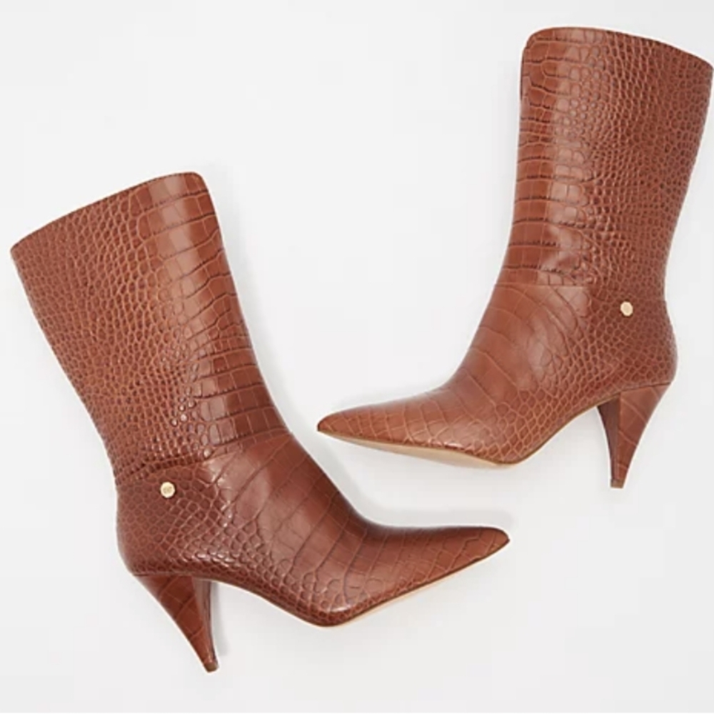 Louise et Cie Teracotta Crocodile Winslow leather boots NEW!!!